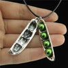 Cute Alloy Enamel Food Green Pea Pod Pendant Necklaces Clavicle Chain Girl Women Choker Party Gift Jewelry