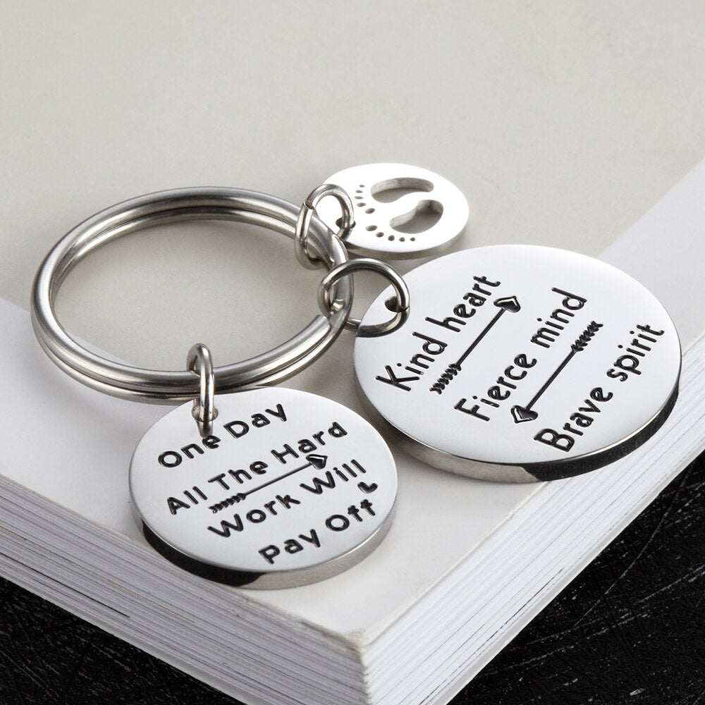 Cute Baby Feet Charms Keychain DIY Engraved Keyring Birthday Gift