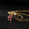 Cute Bear Style Cubic Zirconia Candy Color Pendant For Women Necklace Girl Birthday Anniversary Gift Copper Gold Plated