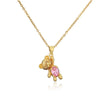 Cute Bear Style Cubic Zirconia Candy Color Pendant For Women Necklace Girl Birthday Anniversary Gift Copper Gold Plated