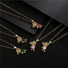 Cute Bear Style Cubic Zirconia Candy Color Pendant For Women Necklace Girl Birthday Anniversary Gift Copper Gold Plated