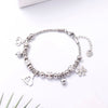 Cute Bee Snow Crown Pendant Stainless Steel Bracelet For Women Silvery Clear Crystal Gig Glass Popcorn Chain Bracelet Jewelry