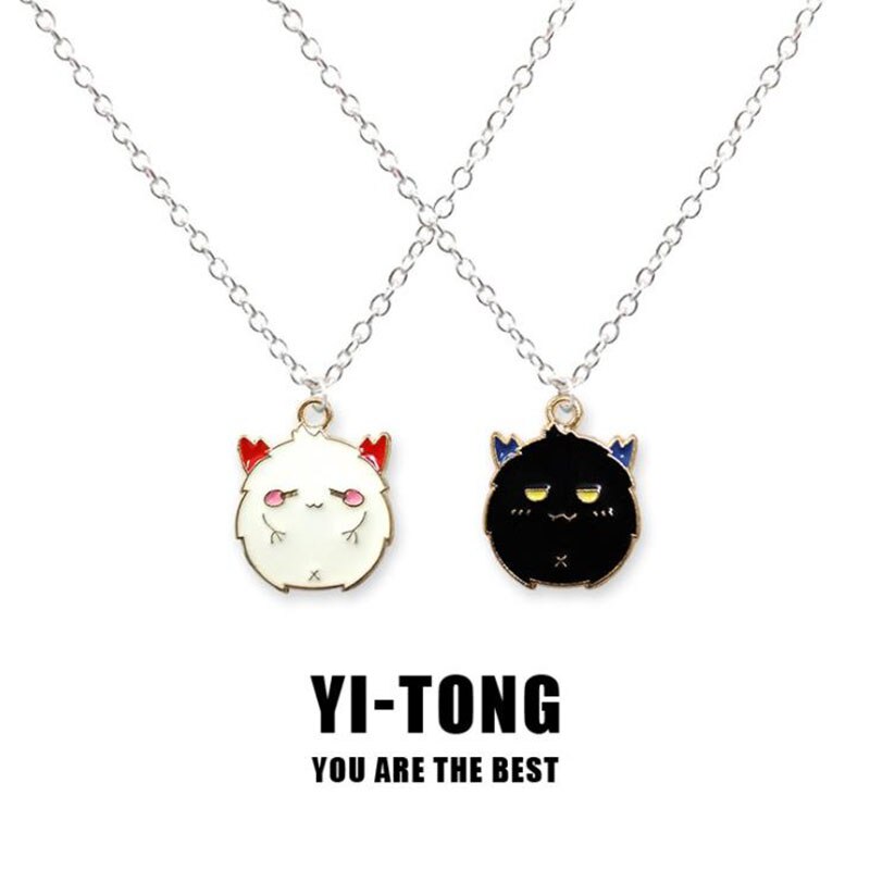 Cute Black And White Demon Necklaces For Women Men Friend Lovely Demon Pendant Couple Necklace Halloween Jewelry