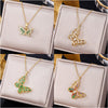 Cute Butterfly Necklace For Women Crystal Colorful Butterfly Heart Aesthetic Necklaces Charm Choker Party Jewelry Gift