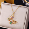 Cute Butterfly Necklace For Women Crystal Colorful Butterfly Heart Aesthetic Necklaces Charm Choker Party Jewelry Gift