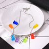 Cute Candy Color Cartoon Gummy Bear Chain Pendant Necklace DIY Handmade Colorful Resin Bear Fresh Choker Necklace Jewelry