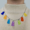 Cute Candy Color Cartoon Gummy Bear Chain Pendant Necklace DIY Handmade Colorful Resin Bear Fresh Choker Necklace Jewelry