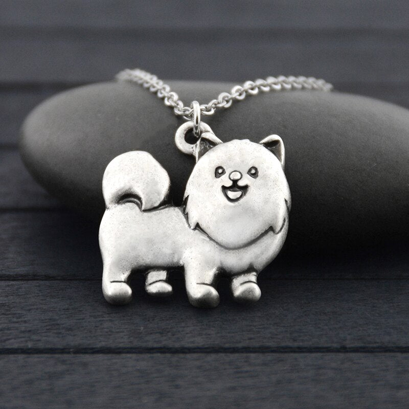 Cute Cartoon Pomeranian & German Spitz Dog Charm Pendant & Necklaces Boho Long Chain Animal Necklaces For Women Jewelry