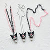 Cute Cartoon Style Pendant Cool Hottie Pink Black Chain Two Circles Necklace Resin Material Kawaii Punk Rock Y2K Jewelry