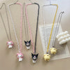 Cute Cartoon Style Pendant Cool Hottie Pink Black Chain Two Circles Necklace Resin Material Kawaii Punk Rock Y2K Jewelry