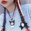 Cute Cartoon Style Pendant Cool Hottie Pink Black Chain Two Circles Necklace Resin Material Kawaii Punk Rock Y2K Jewelry