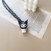 Cute Cartoon Style Pendant Cool Hottie Pink Black Chain Two Circles Necklace Resin Material Kawaii Punk Rock Y2K Jewelry