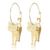 Cute Cat Earrings dangle vintage Pendant big Earring statement jewelry For Women trendy large circle earing party jewelry