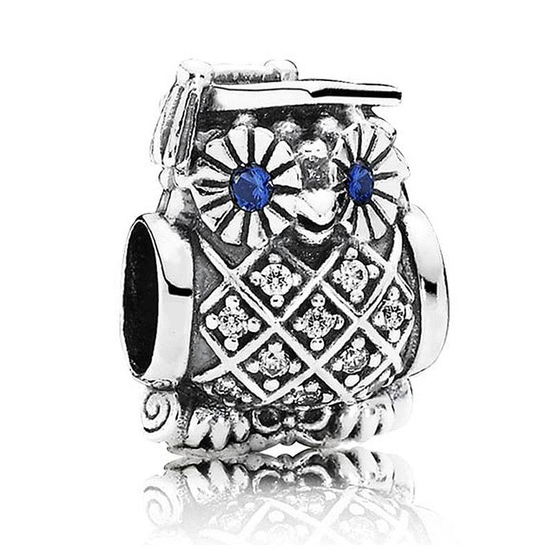 Cute Charming Graduate Owl Eeyore Lucky Elephant Tigger Koala Charms Fit Pandora Bracelet 925 Sterling Silver Bead Charm Jewelry