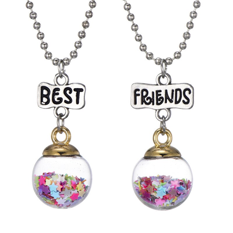 Cute Colorful Star Wish Bottle Pendant Necklaces Friend Kids Children Gift of Student Friendship Jewelry BFF