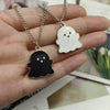 Cute Creative Ghost Face Necklace Silver Color Chain Pendant Necklace Black White Color Necklace Halloween jewelry