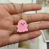 Cute Creative Ghost Face Necklace Silver Color Chain Pendant Necklace Black White Color Necklace Halloween jewelry