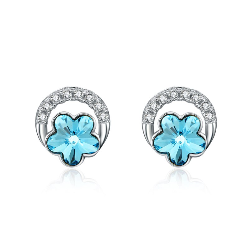 Cute Crystal Flower 925 Silver Stud Earring for Women Sterling Silver Charm CZ Snow Earrings 2020 New Style
