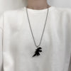 Cute Dinosaur Couple Necklace Lovers Paired Pendants Friends Stainless Steel Neck Chain Hiphop Punk Collar for Men Women Jewelry