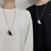 Cute Dinosaur Couple Necklace Lovers Paired Pendants Friends Stainless Steel Neck Chain Hiphop Punk Collar for Men Women Jewelry