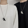 Cute Dinosaur Couple Necklace lovers Paired Pendants Friends stainless steel Neck Chain Kpop punk collar for Men Women Jewerly