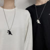 Cute Dinosaur Pendant Couple Necklace for Women Men Paired Cartoon Charm Neck Chain Kpop Stainless Steel Accessories