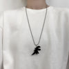 Cute Dinosaur Pendant Couple Necklace for Women Men Paired Cartoon Charm Neck Chain Kpop Stainless Steel Accessories