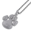 Cute Dog Paw Prints Pendant Necklace  AAA Zircon Mens Necklace 2 Colors Rap Hip Hop Jewelry