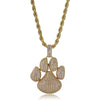 Cute Dog Paw Prints Pendant Necklace  AAA Zircon Mens Necklace 2 Colors Rap Hip Hop Jewelry