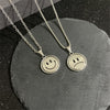 Cute Double-sided Rotating Smiley Face Pendants & Necklace Women Simple Design Silver Color Smiling Faces Choker Jewelry A976