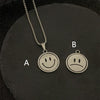 Cute Double-sided Rotating Smiley Face Pendants & Necklace Women Simple Design Silver Color Smiling Faces Choker Jewelry A976