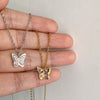 Cute Gold Color Micro Pave CZ Mini Butterfly Pendant Necklace Elegant Shiny Zircon Charm collar Necklace Stainless Steel Chain