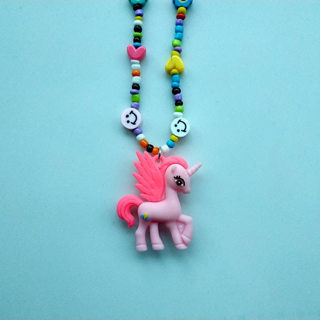 Cute Handmade Colorful Beads Chain Mushroom Pendant Necklace for Women Girls Chokers Accessories   Year Jewelry Gifts