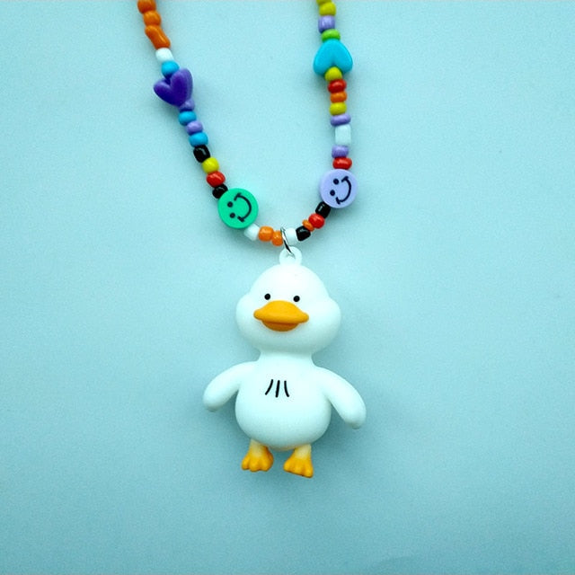 Cute Handmade Colorful Beads Chain Mushroom Pendant Necklace for Women Girls Chokers Accessories   Year Jewelry Gifts