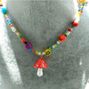 Cute Handmade Colorful Beads Chain Mushroom Pendant Necklace for Women Girls Chokers Accessories   Year Jewelry Gifts
