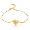 Cute Heart 1.3X1.1cm 100% Natural Quartz Citrine 925 Sterling Silver Charm Bracelet 14K Yellow Gold Plated S925 Chain Bracelet