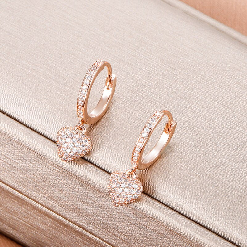 Cute Heart Hoop Earrings for Women AAA Cubic Zirconia Gold Silvery Earrings Femme Jewelry 2022 New