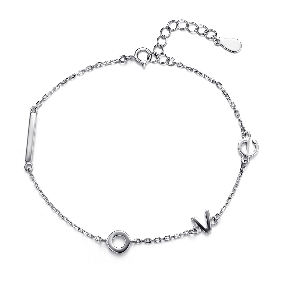 Cute Initial Love Letter Bracelet Silver 925 Women Ladies Girls Alphabet Simple Link Chain Bracelets Trendy Jewelry YW BA027