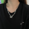 Cute Kawaii Butterfly Choker Necklace Women Harajuku Style Stainless Steel Collares Punk Hip Hop Gothic Necklace Pendants
