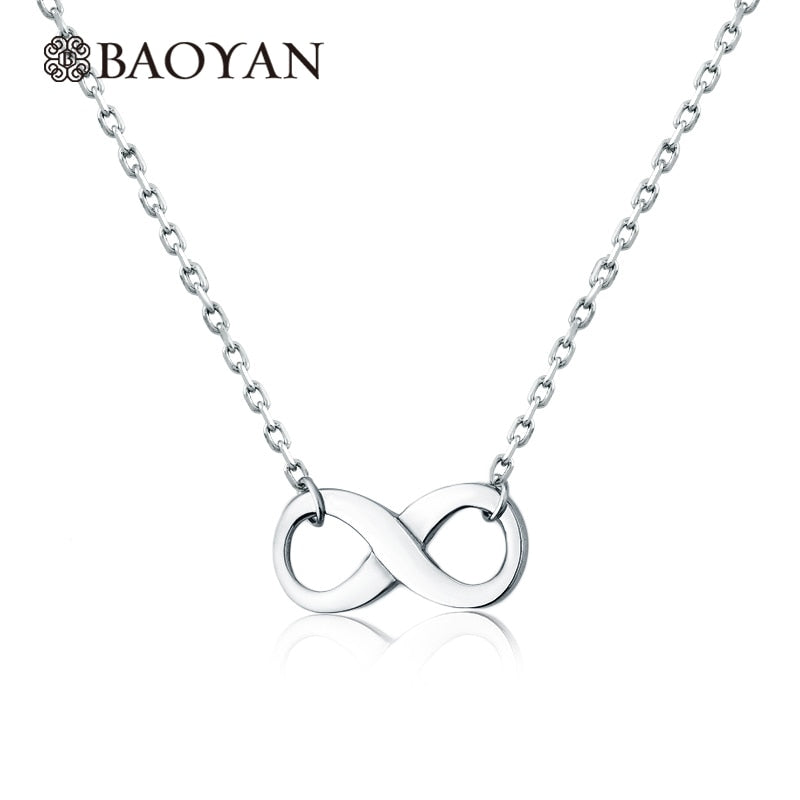 Cute Ladies Women Stainless Steel Silver Simple Infinity Charm Pendant Necklace Designs Jewelry Christmas Gift for Girlfriend