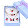 Cute Ladybug Baby and Kids Jewelry Sets Gold Color Children Dubai Jewelry Set Necklace Bracelet Earrings Ring Jewellery