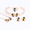 Cute Ladybug Baby and Kids Jewelry Sets Gold Color Children Dubai Jewelry Set Necklace Bracelet Earrings Ring Jewellery