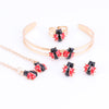 Cute Ladybug Baby and Kids Jewelry Sets Gold Color Children Dubai Jewelry Set Necklace Bracelet Earrings Ring Jewellery