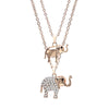 Cute Little Crystal Elephant Elephant Pendant Necklaces for Women Double Layer Gold Silvery Link Chain Jewelry Female Statement