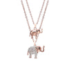 Cute Little Crystal Elephant Elephant Pendant Necklaces for Women Double Layer Gold Silvery Link Chain Jewelry Female Statement
