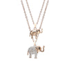 Cute Little Crystal Elephant Elephant Pendant Necklaces for Women Double Layer Gold Silvery Link Chain Jewelry Female Statement
