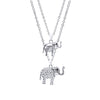 Cute Little Crystal Elephant Elephant Pendant Necklaces for Women Double Layer Gold Silvery Link Chain Jewelry Female Statement