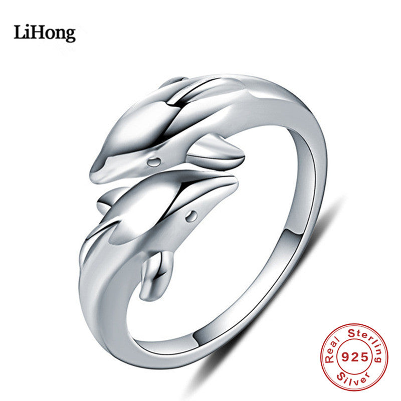 Cute Little Dolphin Ring 925 Sterling Silver Ring Charm Jewelry For Women