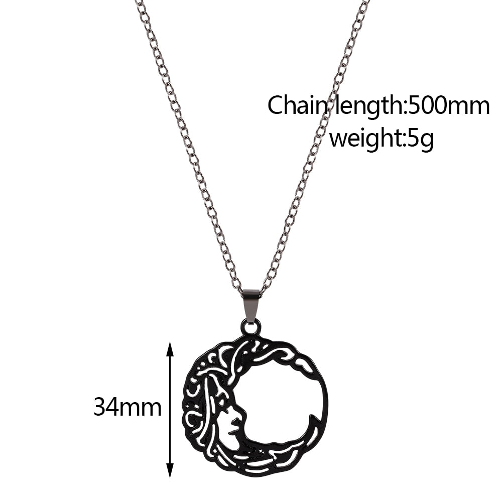 Cute Moon Face Necklace for Women Gun Black Color Jewelry Christmas Day Gift Joyas Collares Para Mujer