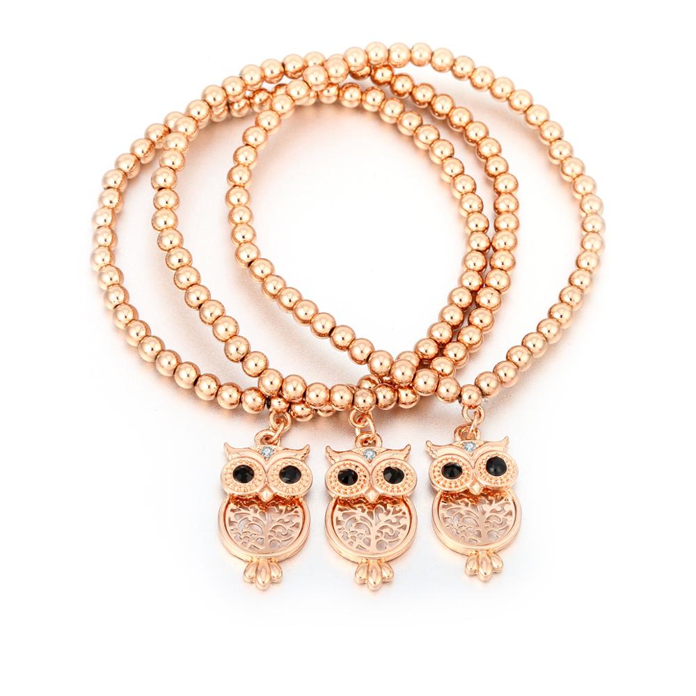 Cute Owl Tree Of Life Pendant Beaded Bracelets For Women Gold Silvery Mix Colors CCB Beads Bracelets Bnagles Boho Jewelry Gifts